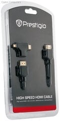 Kaabel Prestigio PHDMIAC1 Gold Platted Cable Set HDMI / Micro HDMI / Mini HDMI 19pin 2160p Ultra HD 1.8 m Black цена и информация | Кабели и провода | hansapost.ee