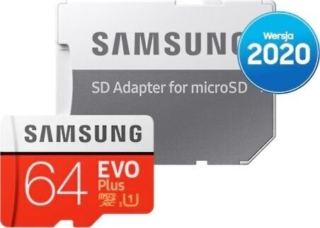 Samsung EVO Plus microSD 2020 64GB mälukaart цена и информация | Fotoaparaatide mälukaardid | hansapost.ee