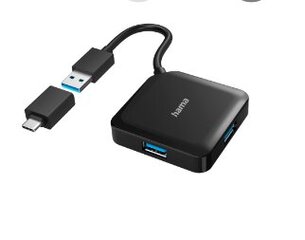 USB-хаб Hama USB 3.1 + USB-C, 00012325 цена и информация | Адаптеры и USB-hub | hansapost.ee