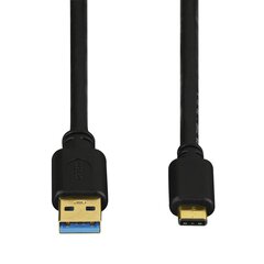 Кабель-адаптер USB-C, штекер USB-C - штекер USB 3.1 A, позолоченные контакты, 1,8 м, черный цена и информация | Кабели для телефонов | hansapost.ee