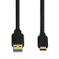 USB-C juhe, USB-C - USB 3.1 A, kullatud kontaktid, 1.8 m, must hind ja info | Mobiiltelefonide kaablid | hansapost.ee