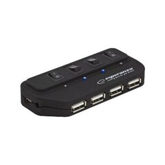 Интерфейсный концентратор Esperanza EA127 480 Мбит/с Черный цена и информация | Адаптеры и USB-hub | hansapost.ee