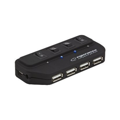 USB jagaja Esperanza EA127 USB2.0, 4 liidest, must цена и информация | USB adapterid ja jagajad | hansapost.ee