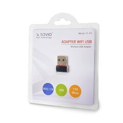 Traadita WiFi-adapter Savio CL-43 (USB 2.0, traadita, 150Mbps, IEEE 802.11b / g / n) hind ja info | USB adapterid ja jagajad | hansapost.ee