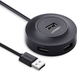 UGREEN хаб 4в1, 4xUSB, 1м, черный цена и информация | Адаптеры, USB-разветвители | hansapost.ee