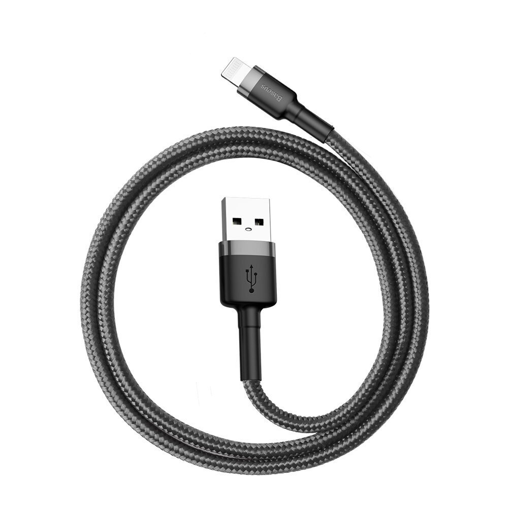 Baseus Cafule Cable Durable Nylon Braided Wire USB / Lightning QC3.0 2.4A 0,5M black-grey (CALKLF-AG1) цена и информация | Mobiiltelefonide kaablid | hansapost.ee
