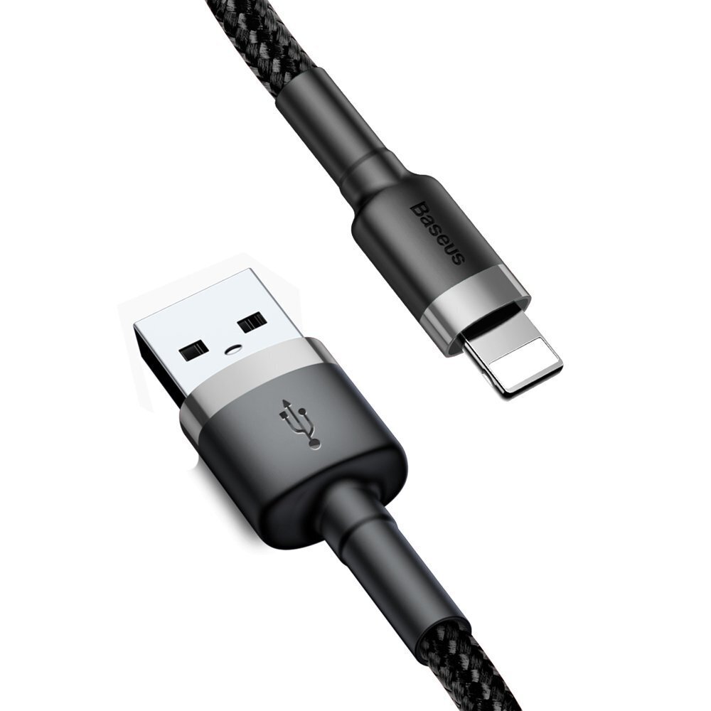 Baseus Cafule Cable Durable Nylon Braided Wire USB / Lightning QC3.0 2.4A 0,5M black-grey (CALKLF-AG1) цена и информация | Mobiiltelefonide kaablid | hansapost.ee