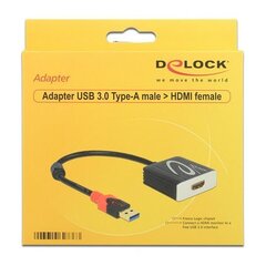 Адаптер USB 3.0 — HDMI DELOCK 62736 20 cm Чёрный цена и информация | Адаптеры, USB-разветвители | hansapost.ee