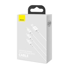 Baseus Superior Cable USB - Lightning / micro USB / USB Type 3,5 A 1,5m White (CAMLTYS-02) hind ja info | Mobiiltelefonide kaablid | hansapost.ee