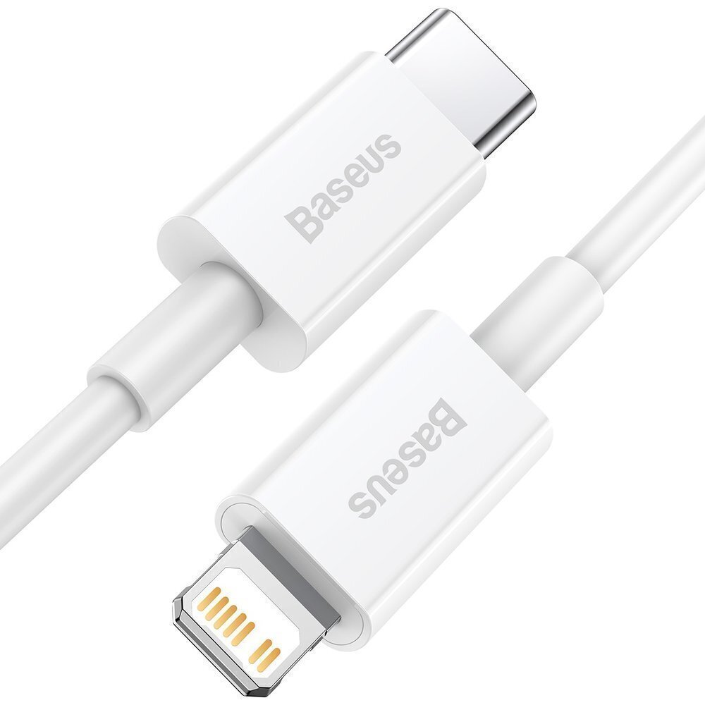Baseus Superior CATLYS-02 USB-C -> Lightning laadimiskaabel 20W / PD / 0.25 cm valge цена и информация | Mobiiltelefonide kaablid | hansapost.ee