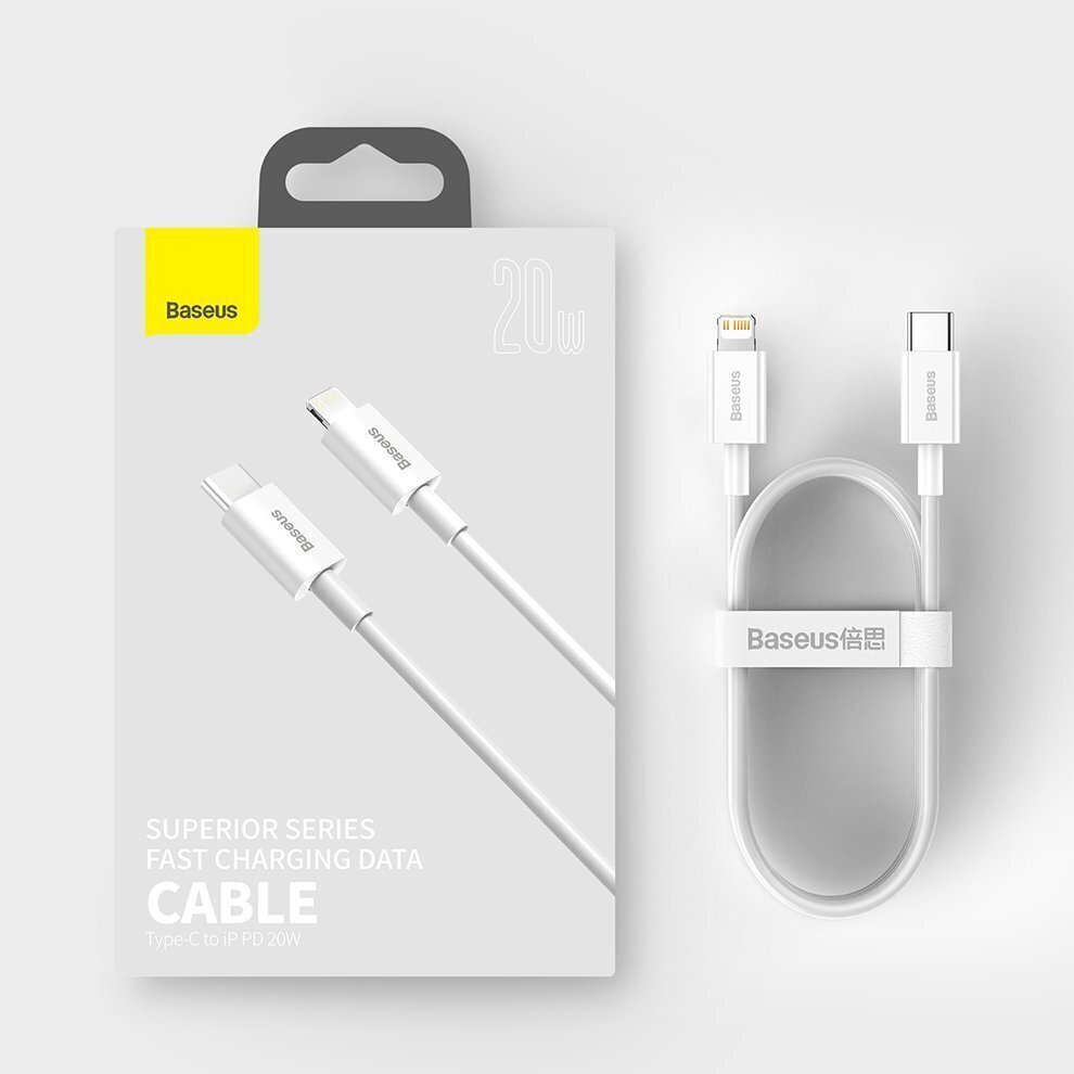 Baseus Superior juhe telefonidele USB Type C - Lightning 20 W 1,5 m valge (CATLYS-B02) цена и информация | Mobiiltelefonide kaablid | hansapost.ee
