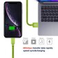 Swissten Textile Fast Charge 3A Lighthing (MD818ZM/A) Data and Charging Cable 2m Green hind ja info | Juhtmed ja kaablid | hansapost.ee