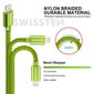 Swissten Textile Fast Charge 3A Lighthing (MD818ZM/A) Data and Charging Cable 2m Green цена и информация | Juhtmed ja kaablid | hansapost.ee