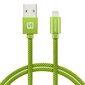 Swissten Textile Fast Charge 3A Lighthing (MD818ZM/A) Data and Charging Cable 2m Green hind ja info | Juhtmed ja kaablid | hansapost.ee
