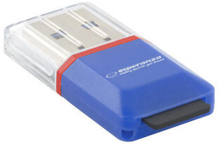 Kaardilugeja Esperanza MicroSD EA134B, sinine, USB 2.0 hind ja info | USB adapterid ja jagajad | hansapost.ee
