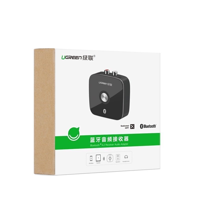 Bluetooth -adapter Ugreen CM106 2x RCA, 3,5 mm, aptX, must hind ja info | USB adapterid ja jagajad | hansapost.ee