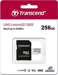 Mälukaart Transcend Micro SDXC 256GB W/ADAP/C10 TS256GUSD300S-A hind ja info | Mälukaardid mobiiltelefonidele | hansapost.ee