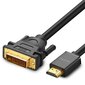 Ugreen HD106 HDMI - DVI -kaabel, 4K, 1 m, must hind ja info | Juhtmed ja kaablid | hansapost.ee