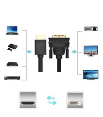 Ugreen HD106 HDMI - DVI -kaabel, 4K, 1 m, must hind ja info | Juhtmed ja kaablid | hansapost.ee