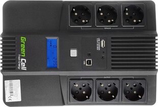 Green Cell UPS AIO 600VA 360W цена и информация | Источник бесперебойного питания, UPS | hansapost.ee