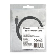 Printeri kaabel MSONIC, USB 2.0 / A-B, 1.8m hind ja info | Juhtmed ja kaablid | hansapost.ee