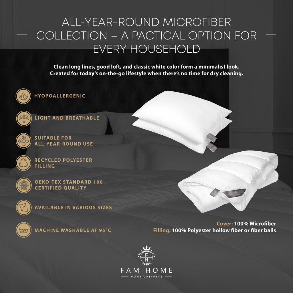FAM' HOME microfiber padjakomplekt, 80x80 cm/(2tk.) цена и информация | Padjad | hansapost.ee