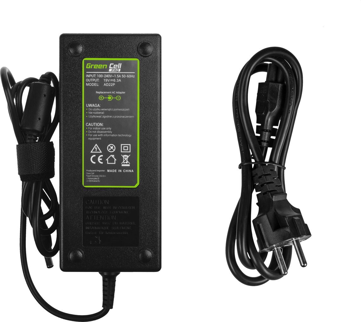 Green Cell 19V, 6.3A, 120W hind ja info | Sülearvuti laadijad | hansapost.ee