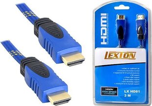Cable HDMI-HDMI 3m blue v1.4 blist. hind ja info | Juhtmed ja kaablid | hansapost.ee