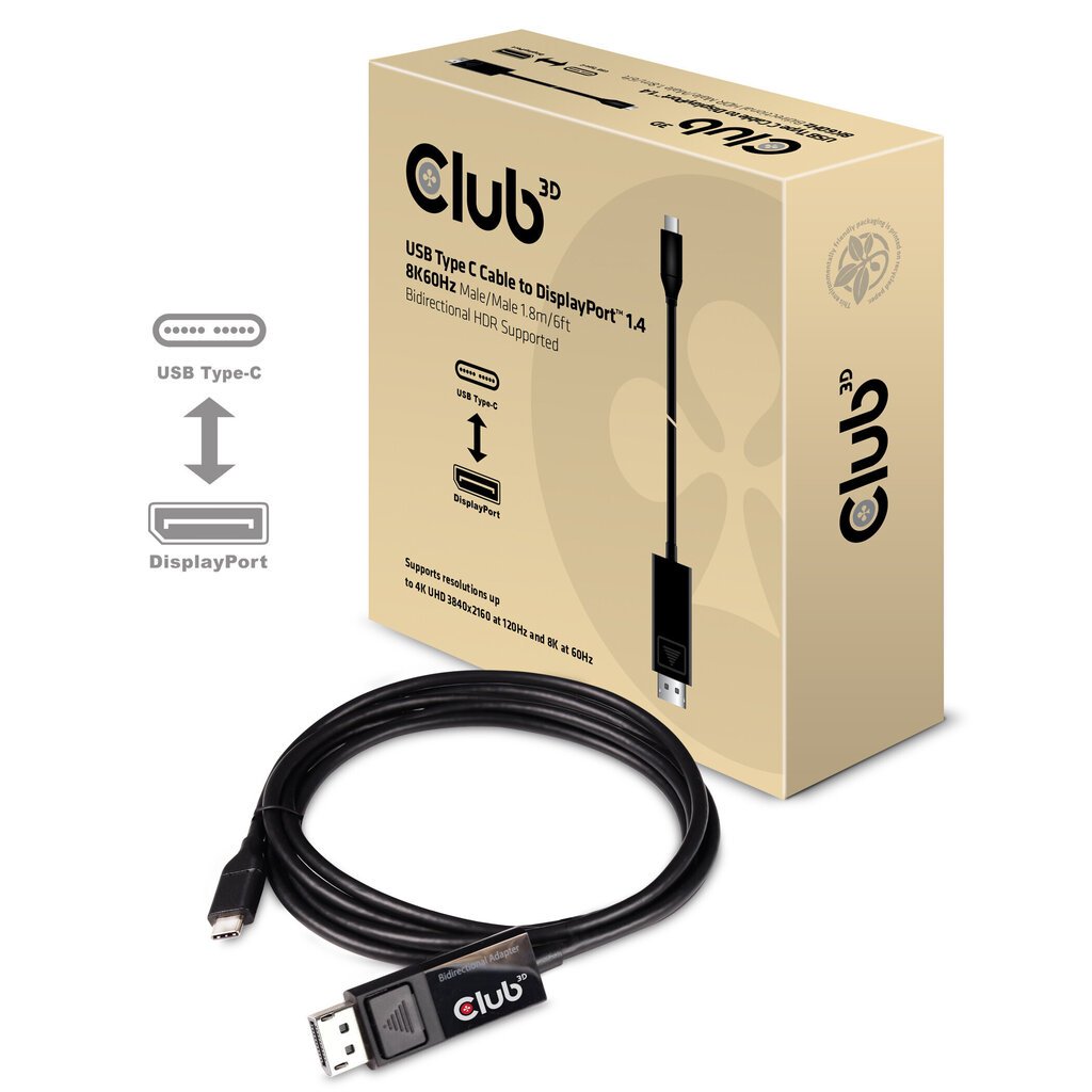 Club 3D, USB-C/DP, 1.8 m hind ja info | Juhtmed ja kaablid | hansapost.ee