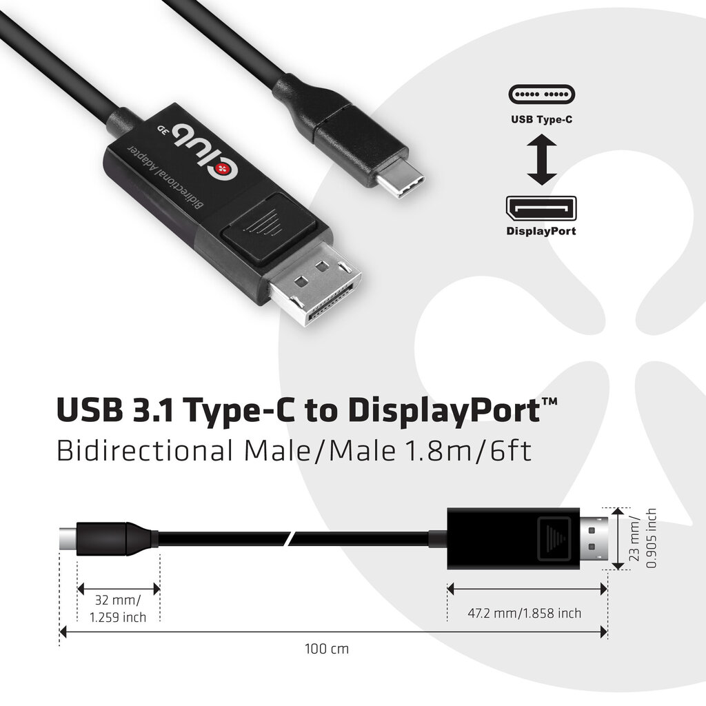 Club 3D, USB-C/DP, 1.8 m цена и информация | Juhtmed ja kaablid | hansapost.ee