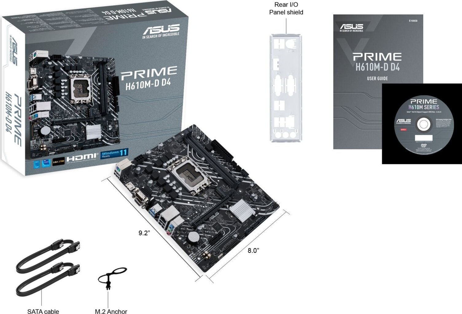 Põhiplaat|ASUS|Intel H610|LGA1700|MicroATX|Mälu DDR4|Mälupesad 2|1xPCI-Express 3.0 1x|1xPCI-Express 4.0 16x|1xM.2|1x15pin D-sub|1xHDMI|2xAudio-In|1xAu цена и информация | Emaplaadid | hansapost.ee