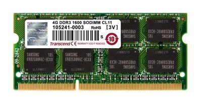 Operatiivmälu Transcend SODIMM, 4GB, 1600MHz, DDR3, CL11 hind ja info | Operatiivmälu | hansapost.ee