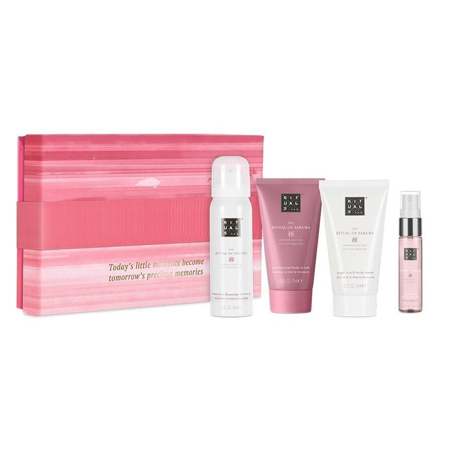 Kosmeetikakomplekt Rituals Ritual of Sakura: pesuvaht 50 ml + kehakoorija, 70 ml + juuste- ja kehakreem 70 ml ning juuste- ja Kehasprei 20 ml hind ja info | Kehakoorijad | hansapost.ee