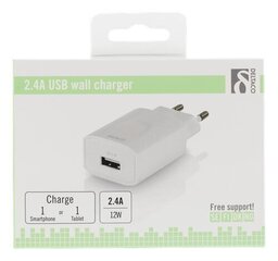 Deltaco USB-AC149, USB, 2.4A, valge hind ja info | Laadijad mobiiltelefonidele | hansapost.ee