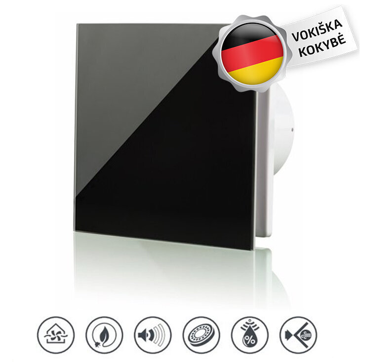 Väljalaskeventilaator Vlano A-GLAS BK musta klaaspaneeliga hind ja info | Vannitoa ventilaatorid | hansapost.ee