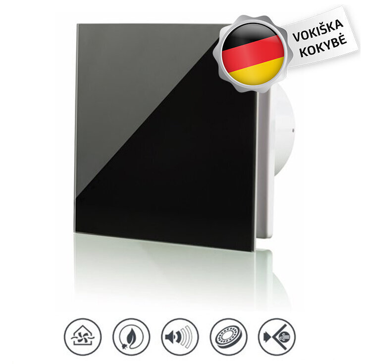 Väljalaskeventilaator Vlano A-GLAS BK musta klaaspaneeliga hind ja info | Vannitoa ventilaatorid | hansapost.ee