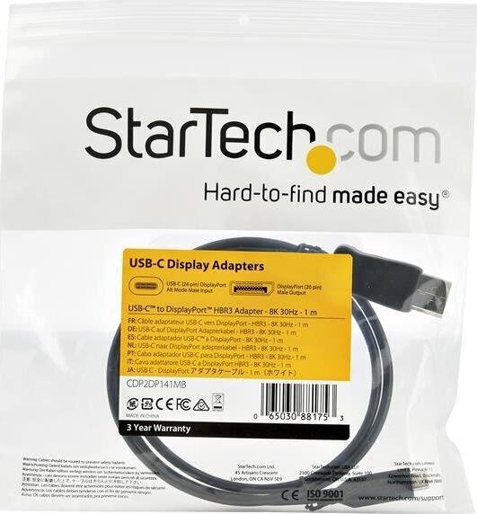 StarTech CDP2DP141MB USB-C, 1 m цена и информация | Juhtmed ja kaablid | hansapost.ee