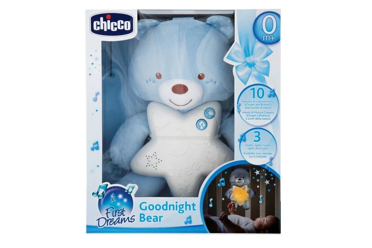 Helendav mängukaru Chicco Goodnight Bear First Dreams, sinine цена и информация | Beebide mänguasjad | hansapost.ee