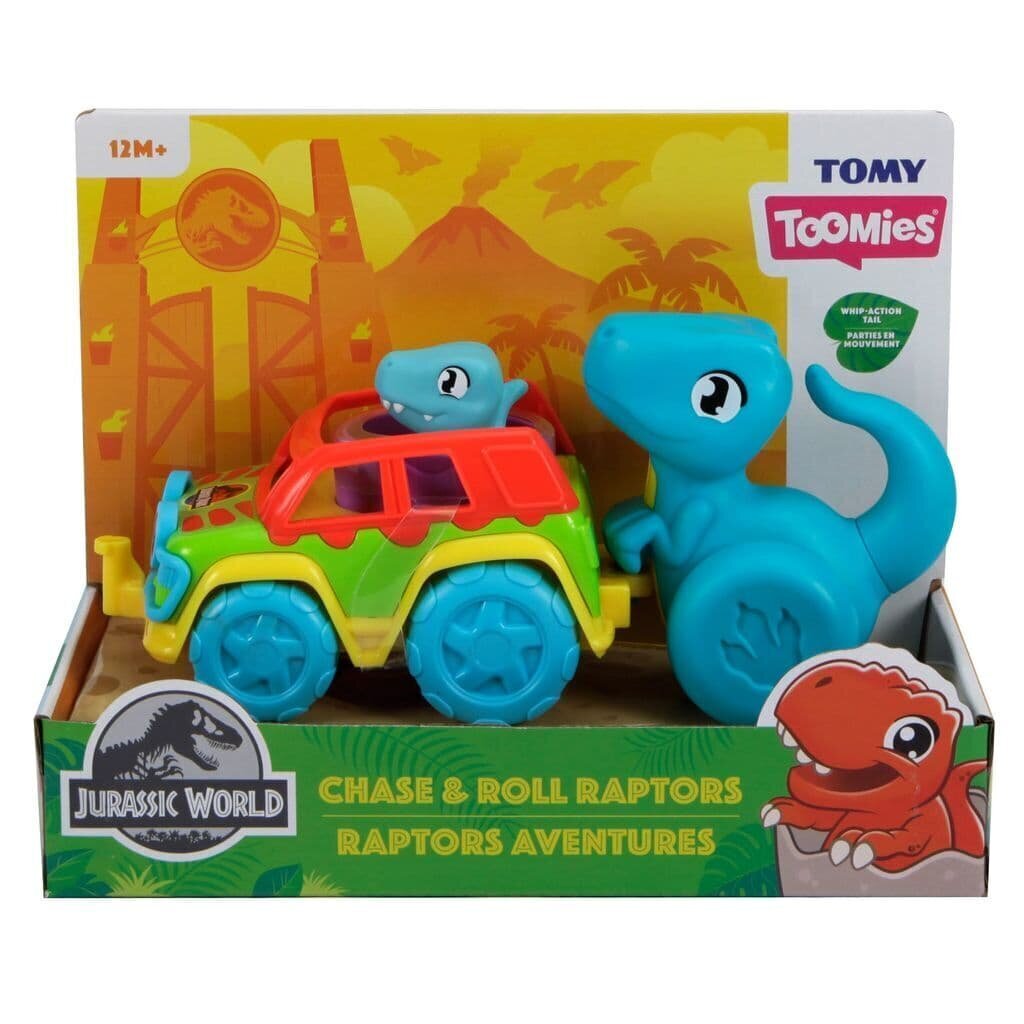 Autokomplekt koos dinosaurusega TOMY Chase & Roll Raptors, E73251 hind ja info | Beebide mänguasjad | hansapost.ee