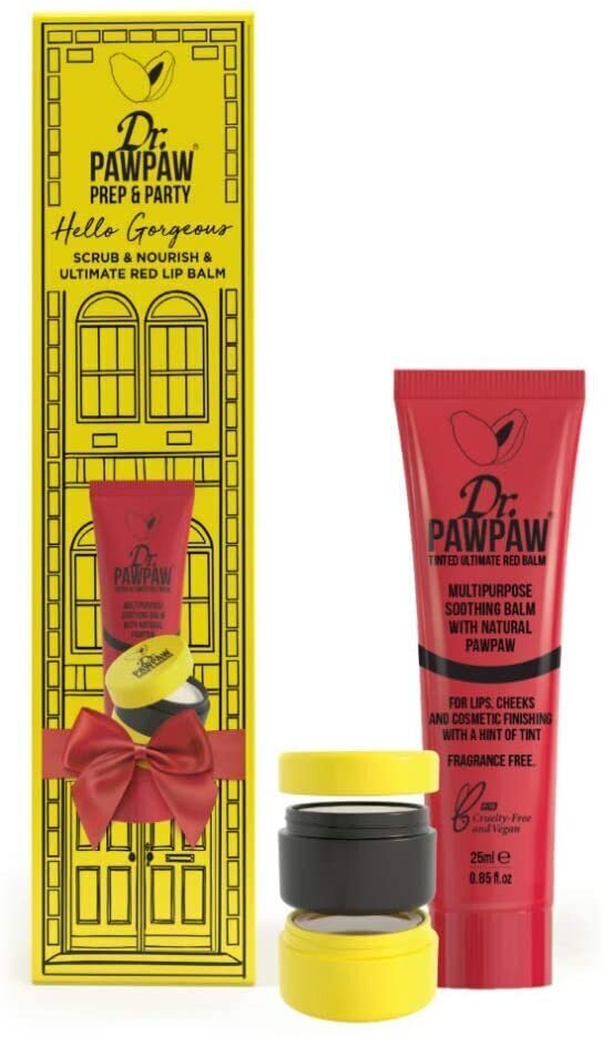 Huulehoolduskomplekt Dr PawPaw Prep & Party, Huulepalsam 25 ml + Koorija 16g цена и информация | Huulekosmeetika | hansapost.ee