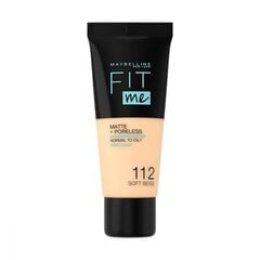 Maybelline Fit Me Foundation jumestuskreem 30 ml, 112 Soft Beige hind ja info | Jumestuskreemid ja puudrid | hansapost.ee