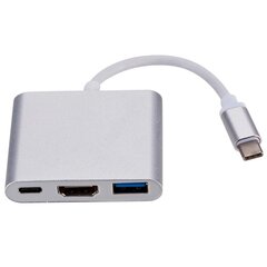 Roger Multimedia Adapter Type-C to HDMI (4K @ 30Hz, 1080P @ 60Hz) + USB 3.0 Серебряный цена и информация | Адаптеры и USB-hub | hansapost.ee
