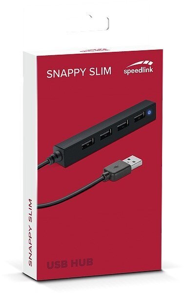 Speedlink Snappy Slim, 4 x USB 2.0 pistikut (SL-140000-BK), must цена и информация | USB adapterid ja jagajad | hansapost.ee