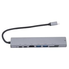 Картридер RoGer USB-C Hub 8в1 с USB C x2 / USB 3.0 x2 / RJ45 / HDMI / SD / TF цена и информация | Адаптеры и USB-hub | hansapost.ee