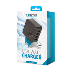 Сетевая зарядка Forever TC-04 с 4 USB разъемами (4.8A) цена и информация | Зарядные устройства для телефонов | hansapost.ee