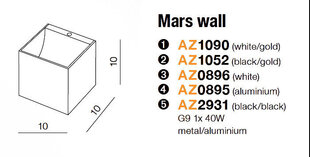 Seinalamp Azzardo Mars White hind ja info | Seinavalgustid | hansapost.ee