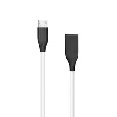 Silikoonist kaabel USB-Micro USB, (valge, 2 m) hind ja info | Mobiiltelefonide kaablid | hansapost.ee