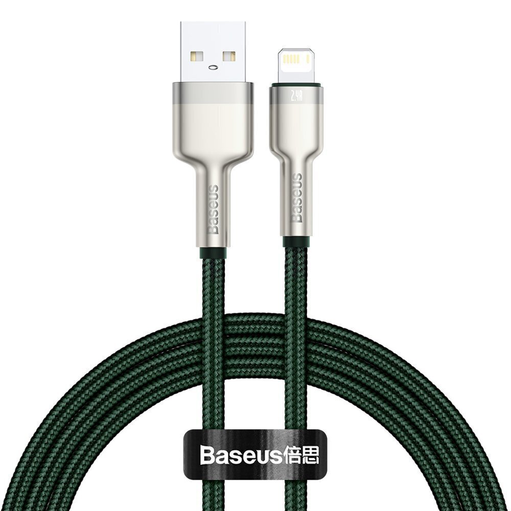 Kaabel Baseus Cafule Series USB to IP 2.4A 1m, roheline hind ja info | Mobiiltelefonide kaablid | hansapost.ee