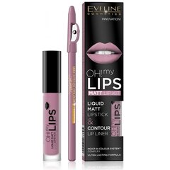 Komplekt Eveline Oh My Lips Liquid Matt 03 Rose Nude: huulepulk 4.5 ml + huule kontuurpliiats 1 tk. hind ja info | Huulekosmeetika | hansapost.ee