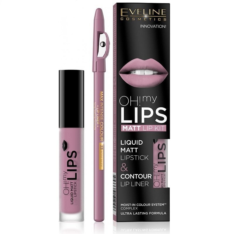 Komplekt Eveline Oh My Lips Liquid Matt 03 Rose Nude: huulepulk 4.5 ml + huule kontuurpliiats 1 tk. price and information | Huulekosmeetika | hansapost.ee